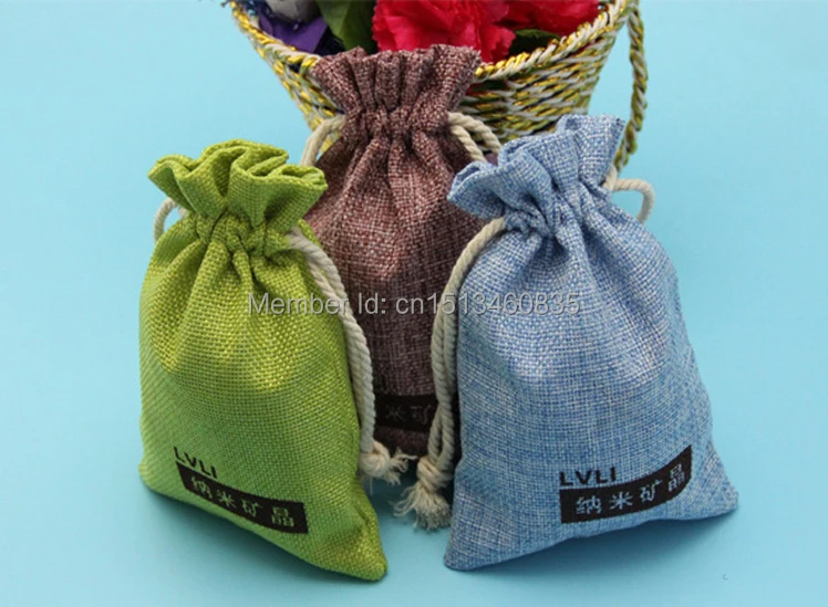 

100pcs/lot CBRL jute/linen/flax drawstring bags&pouch for ornament/camera,Various colors,size customized,wholesale