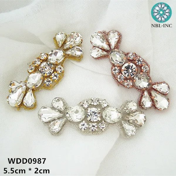 

(100PCS) Beaded bow shape crystal rhinestone applique accessories iron on for dresses WDD0987