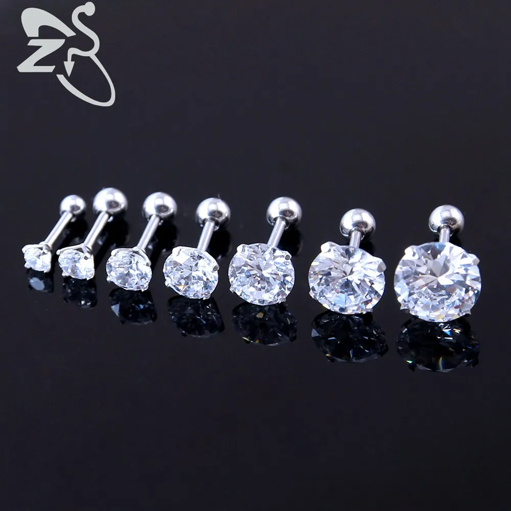 

6 Pair Luxury Crystal Stud Earrings Set Tragus Piercing Stud Earrings 16G Ear Stud Earrings for Women Fashion Broches Jewelry