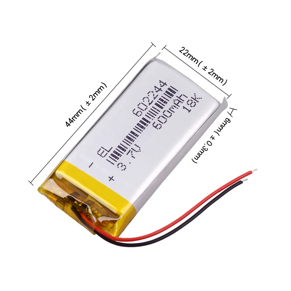 3.7V 600mAH 602244 602045 Rechargeable Lithium Li-ion Polymer Battery