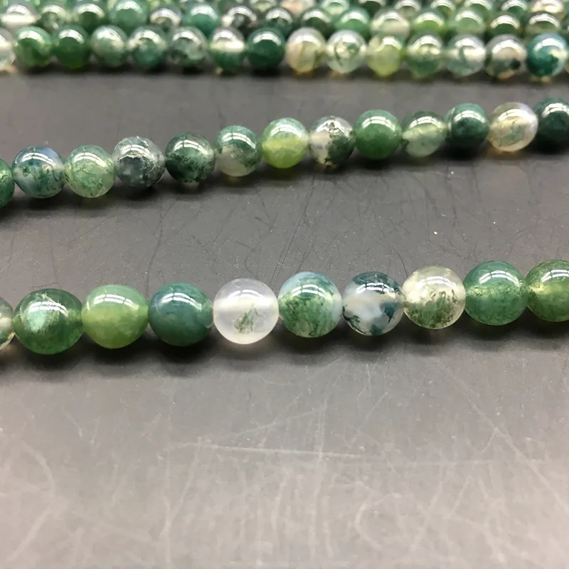 1strand/lot Moss Grass Agat Natural Stone Round Loose Green Beads For jewelry Making 4/6/8/10/12 MM DIY Bracelet Bulk Wholesale