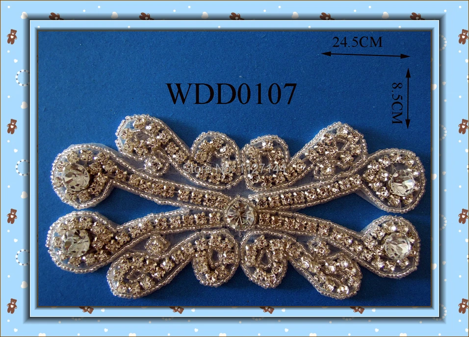 crystal beaded rhinestone applique patch for dress iron on WDD0107