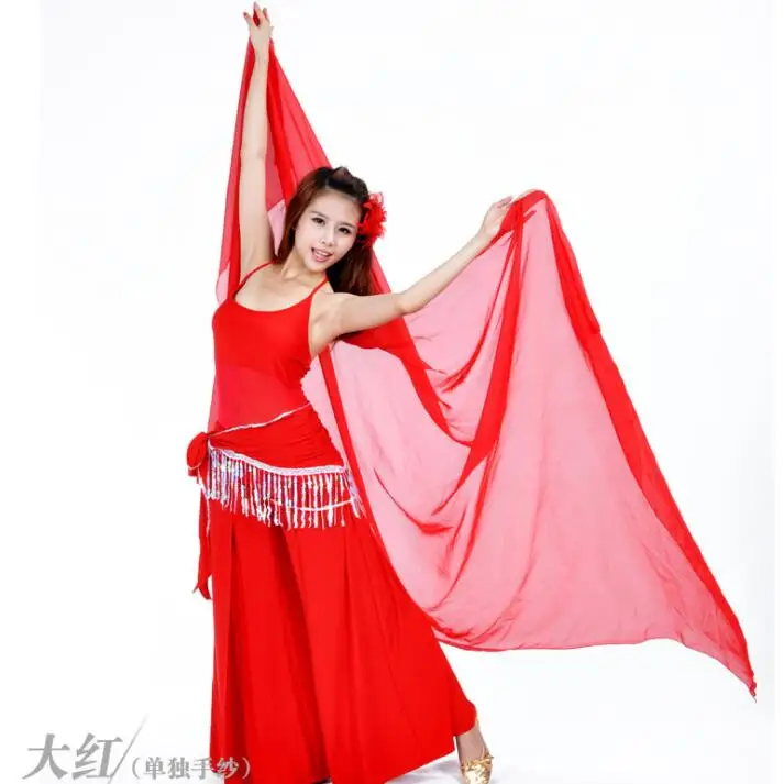 wholesale Rectangular Chiffon Belly Dance Scarf Veils long Oriental Dance Hand-Scarf for Stage Performance  13 colors available