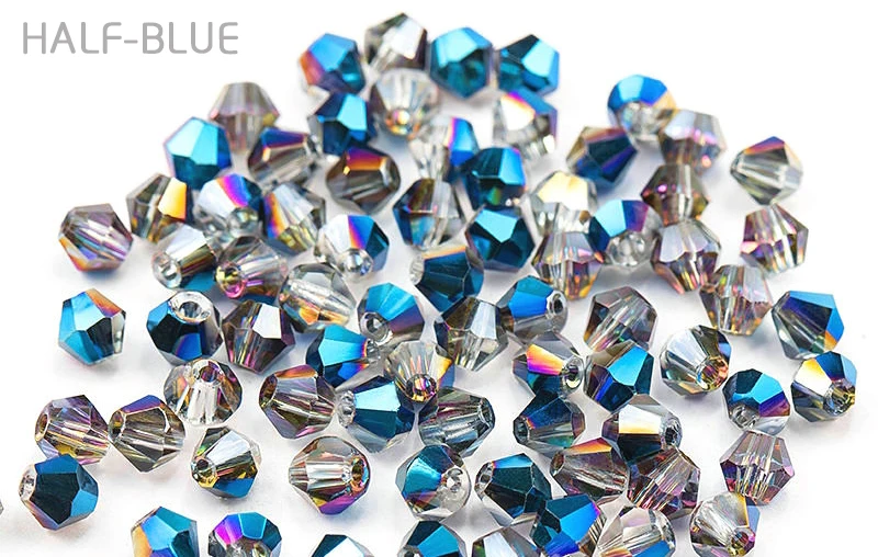 4mm shiny metall farbe doppelkegel perlen 5238 glas Perlen halb überzogene farbe Perlen kristall schmuck perlen für Schmuck Machen 120 teile/los – Detail 6