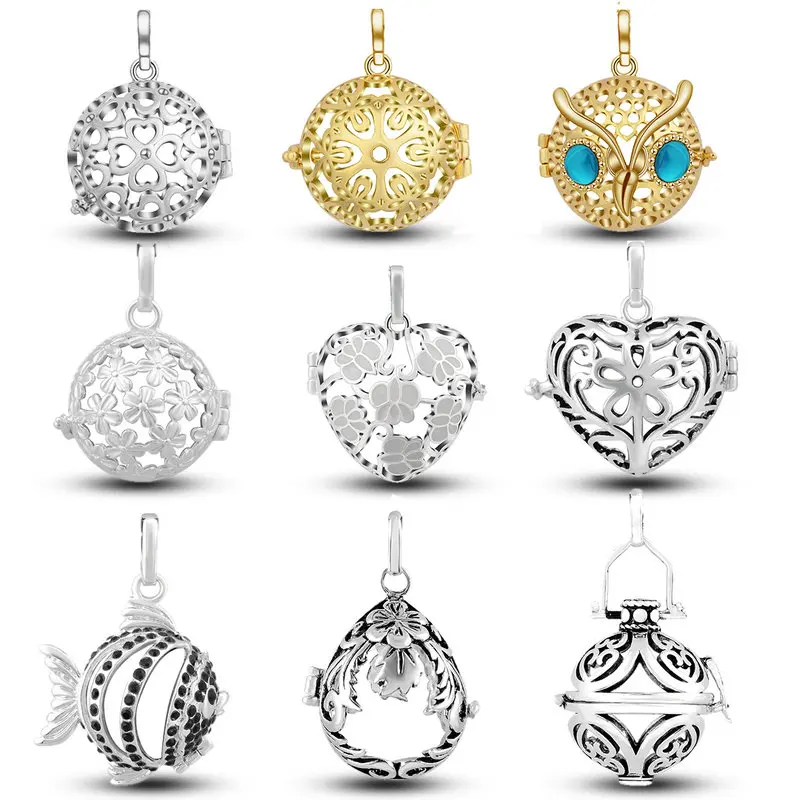 Eudora Copper 16mm Locket Cage 8 style Pendant fit Angel Caller 16mm Chime Ball For Women Jewelry Assessories