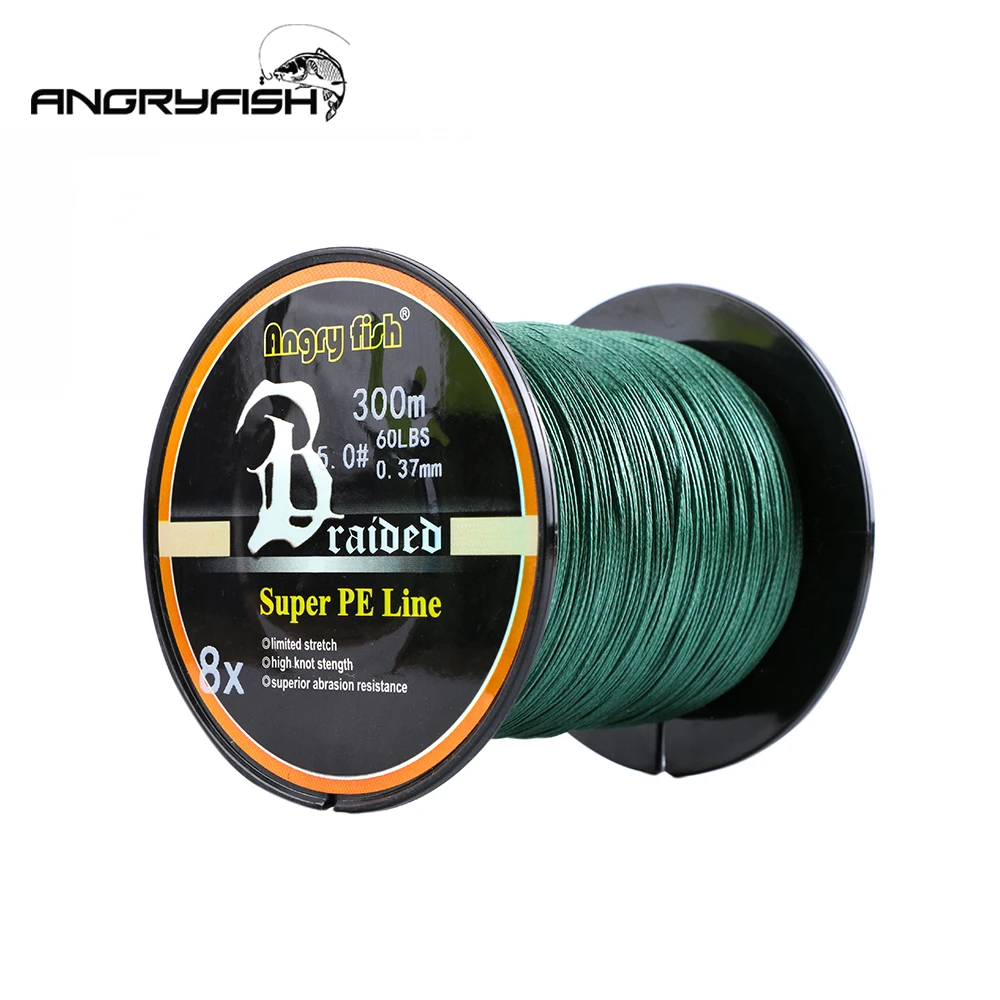 ANGRYFISH Wholesale 300 Meters 8 Strands Braided Fishing Line 12 Colors Super PE Line