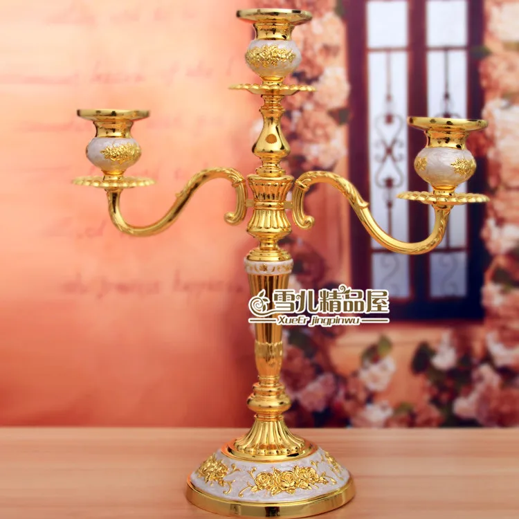 

European high-grade gold white candlestick birthday candle holders romantic wedding props ornaments housewarming multi style