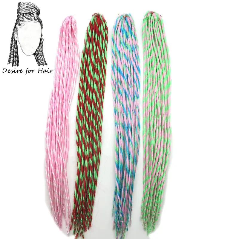 

Desire for hair 1pack 22inch 80g 20strands heat resistant synthetic dreadlocks hair extensions pink white green red mixed color