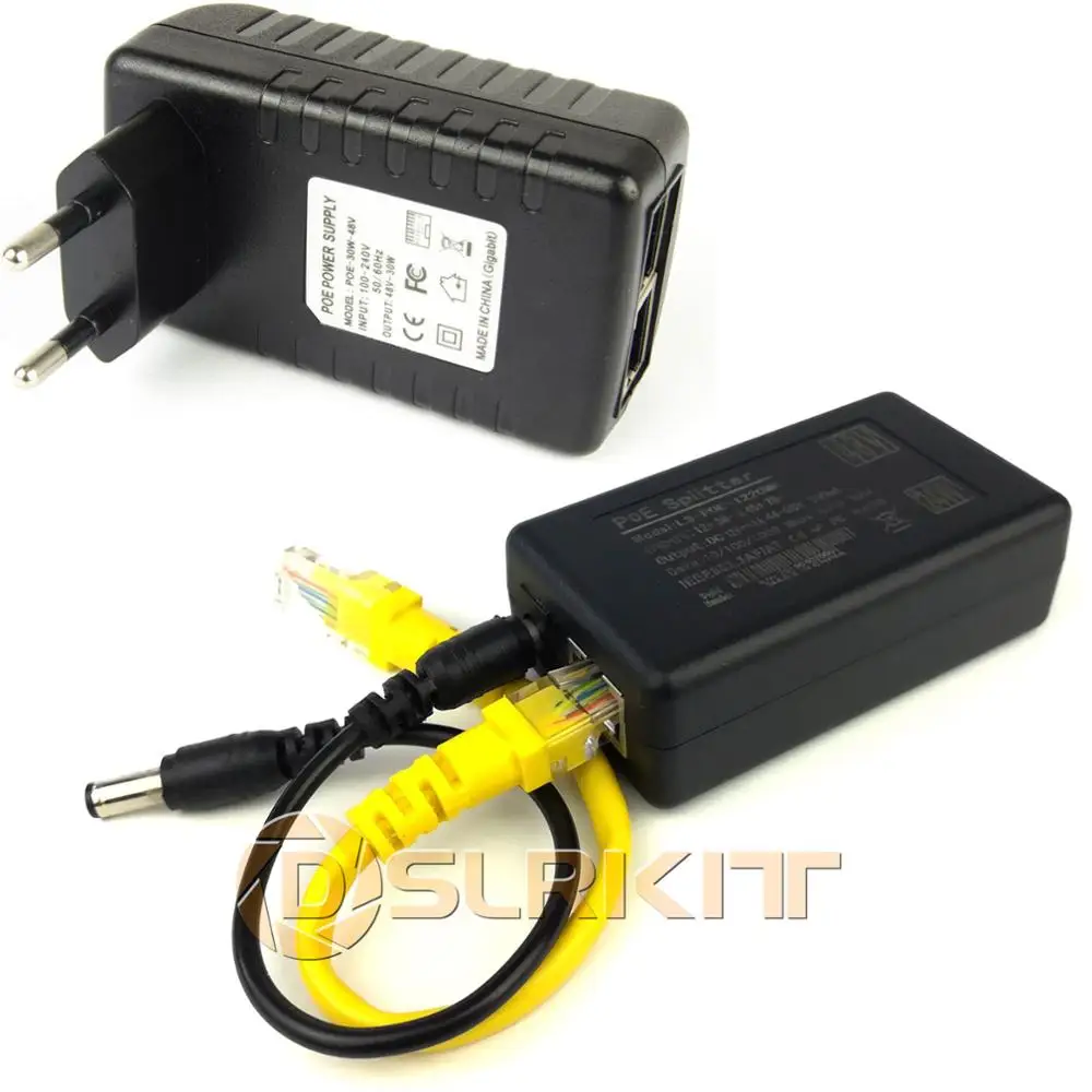 Gigabit 802.3at 24 วัตต์ PoE Kit (Splitter + หัวฉีด) 12V 2A Power Over Ethernet