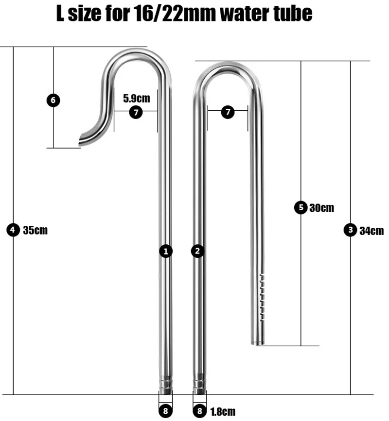 Stainless Steel Aquarium Inflow Outflow Lily Water Pipe Canister Filter Set Fish Water Plant Tank Landscape 12/16mm 16/22mm Tube