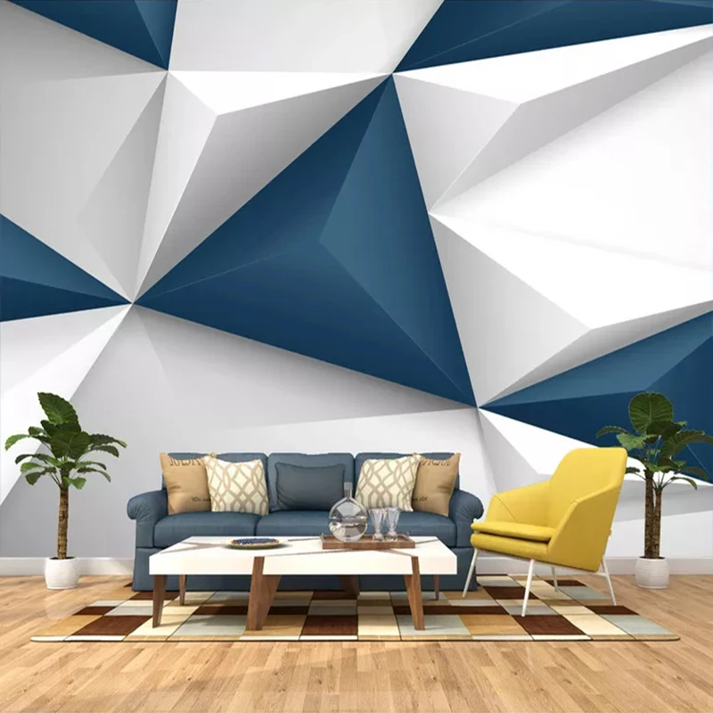 Custom Photo Wall Paper Modern 3D Stereo Triangle Geometric Pattern Mural Papel De Parede Living Room Sofa TV Background Decor