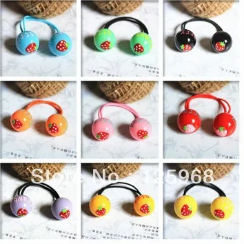 

Free Shipping!New 24pcs/lot Fashion Hair Accessary,strawberry Fruit Print Design,Elastic Hair Bands Ties Ponytail Holder