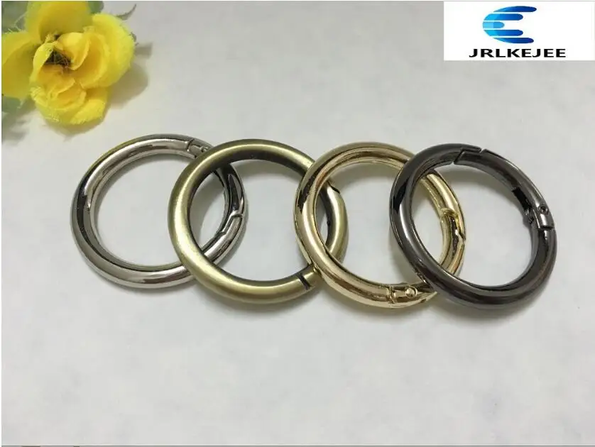 

Free delivery (30PCS/lot) 4 color diy metal accessories opening spring coil opening ring clasp bags with ring size 32 mm