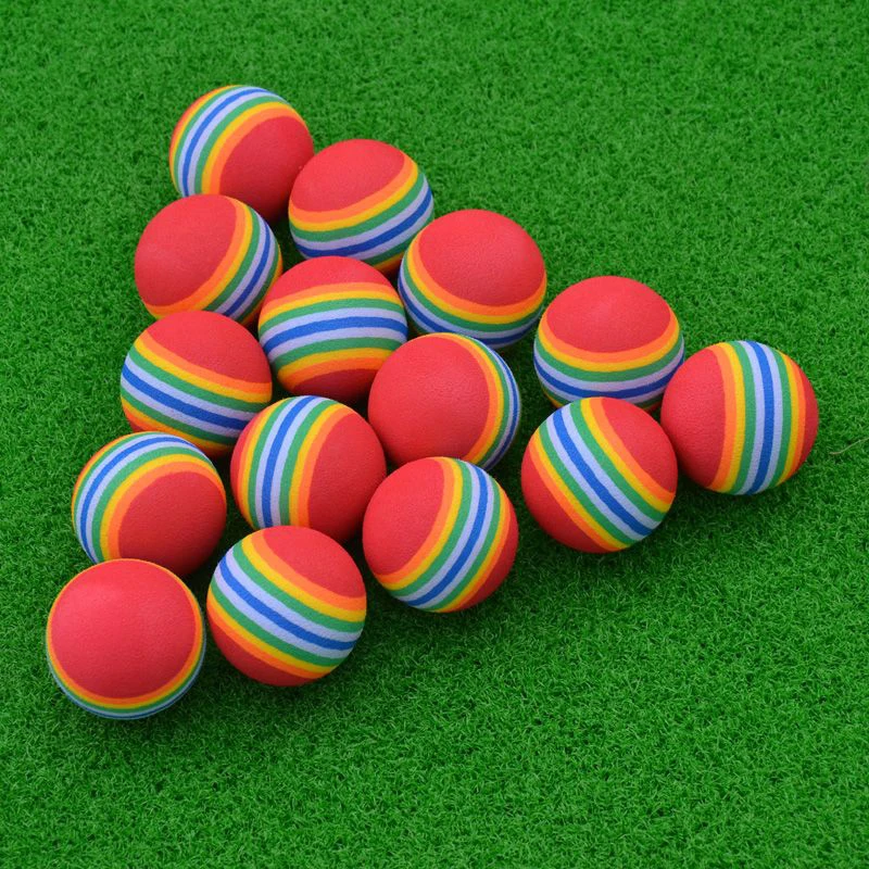 10pcs EVA Sponge Golf Balls Golf Practice Rainbow Ball Indoor Outdoor Golf Training Safty Sponge Ball Golf Training Equipment