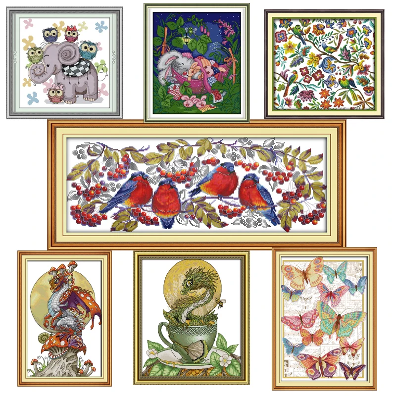 

New Joy Sunday Cross Stitch DMC 14CT 11CT Chinese Cross Stitch Animals Patterns Counted Printed Cross Stitch Kits Needle Crafts