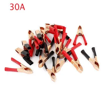 

20 Pcs 75mm Plastic Covered Metal Alligator Clips Clamps 30A Red Black