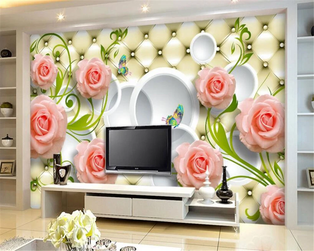 beibehang Custom high-level decorative painting wallpaper elegant rose elegant suits 3D background wall wallpaper for walls 3 d