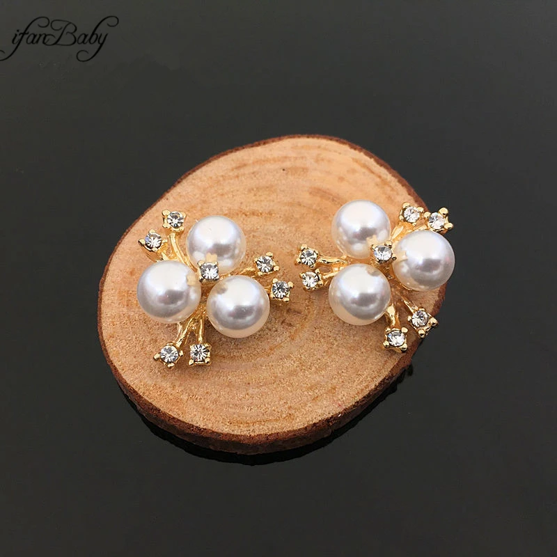 

Alloy Flat back Buttons for DIY hair accessories rhinestone pearl buttons