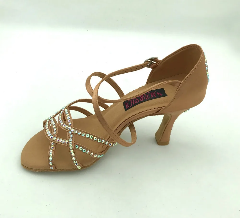 Fashional & professional womens latin dance shoes ballroom salsa dancing shoes tango shoes 6228DTN-R  with Rhinestones