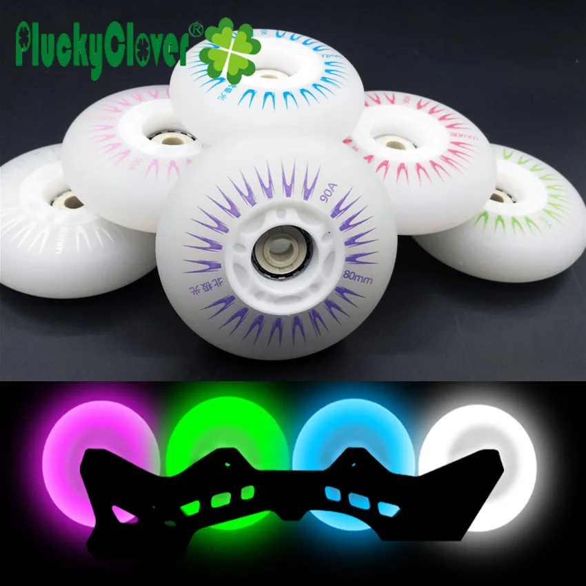 4 Uds rueda de rodillo Flash en línea 90A 60mm 64mm 68mm 70mm rueda SEBA Skate luz LED rodillo PU Freestyle Slalom Patines ruedas de neumáticos