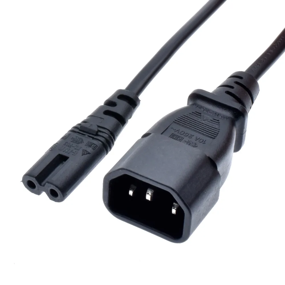 IEC 320 C14 3PIN Male Plug to Figure 8 C7 2PIN Female Power Adapter Cable IEC C13 to C8 Exchanger Cord 0.3m/0.6m/1m/2m 2.5A*