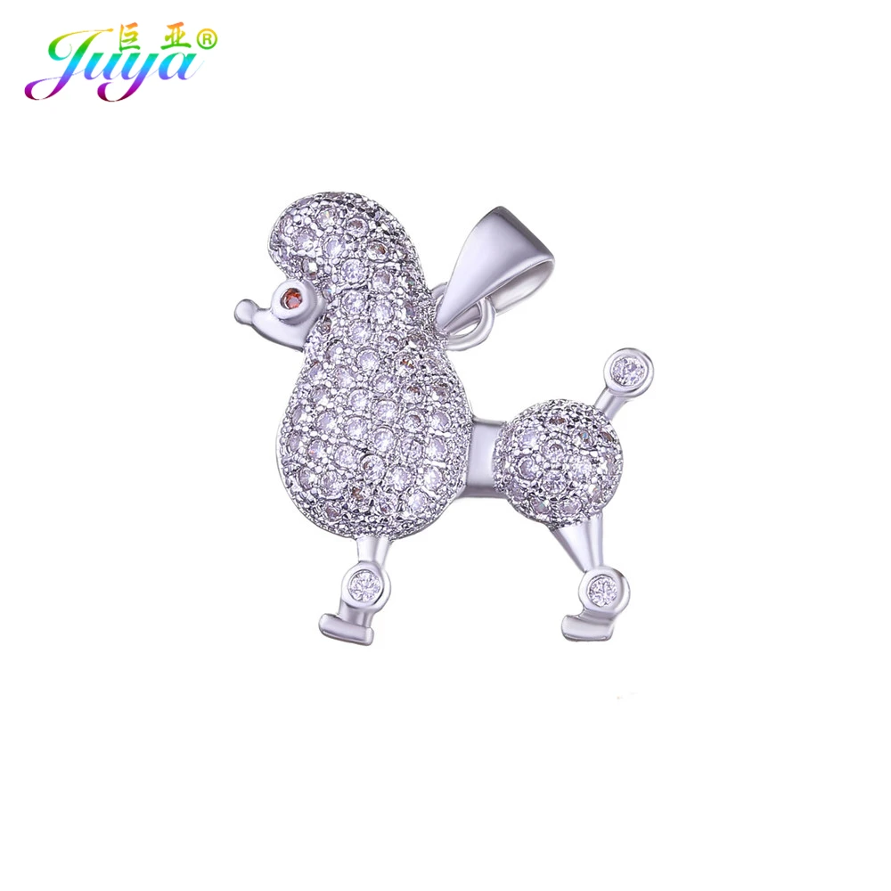 Juya DIY Sorority Jewelry Making Pendant Micro Pave Zircon Sigma Gamma Rho Poodle Dog Pendant For Women Necklace Bracelet Making