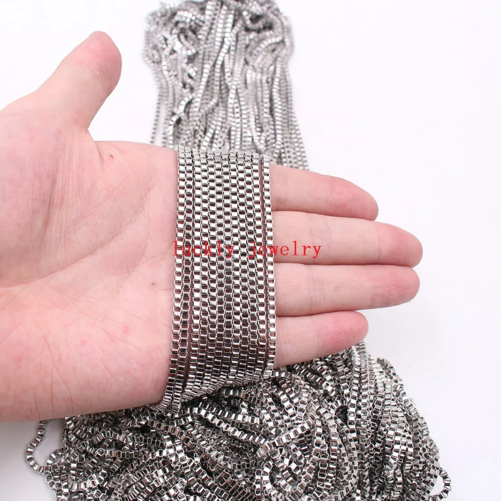 On sale 100 meters lot stainless steel Fashion box chain womens mens necklace 2.5mm wholesale price