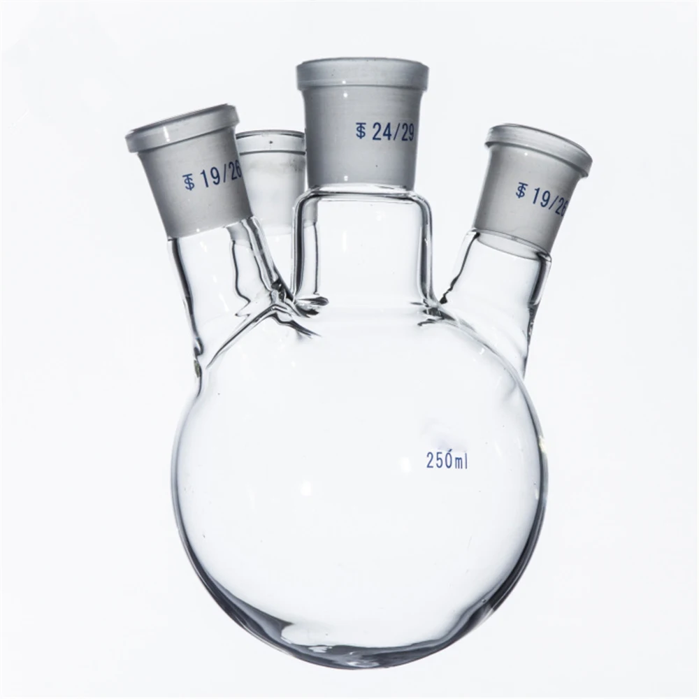 250ml,4-neck,Round bottom Glass flask,Lab Boiling Flasks,Four neck laboratory glassware reactor