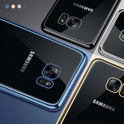 Clear Soft Silicone TPU Plated Phone Case For Samsung Galaxy S8 S9 S10 Plus 4G Ultra Thin Shockproof Back Plating Phone Cover