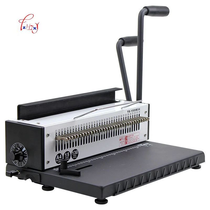 TD-1500B34 Manual Wire binding machine 34 Holes Metal Spiral Wire Spool Binding Machine A4 Binder Puncher machine 1pc