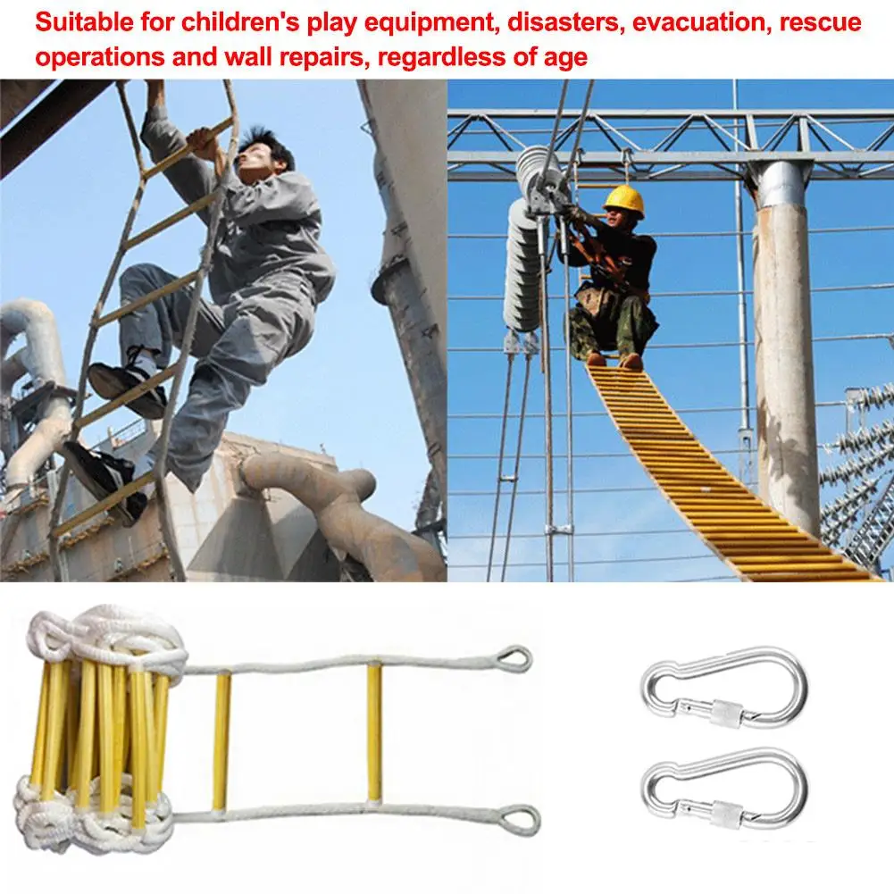 3M/5M Fire Escape Ladder Anti-skid Rescue Rope Emergency Work Safety Response Self-rescue Lifesaving Rock Climbing Escape