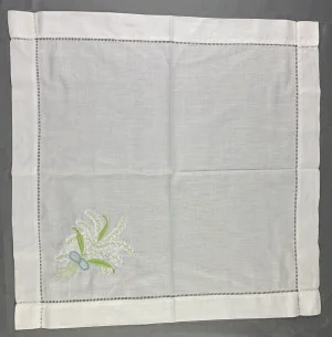 Zestaw 12 moda chusteczki do nosa białe lniane Hemstitched serwetka 20x20-inch drabiny haft kwiat serwetki obiadowe