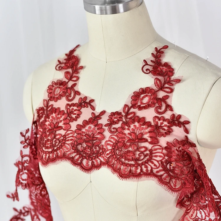 3 Meter/Lot 10 Farben Raffinierte Luxus-Spitzenborte mit kontinentalen Auto-Knochen-Pailletten für Hochzeitskleider, Spitzenbesatz 27cm RS307 – Detail 9