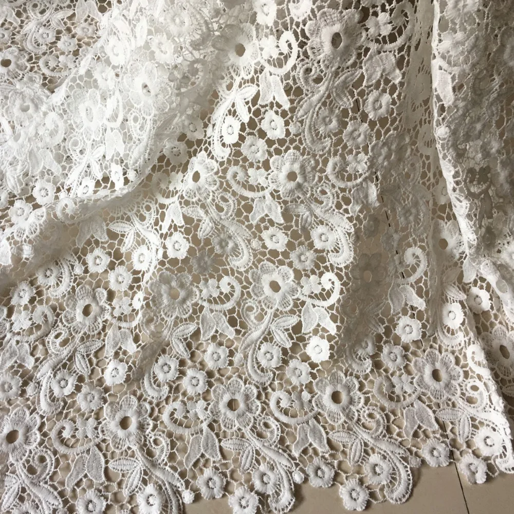 2y Newest African White Flower Milk Silk Lace Fabrics High Quality French Lace Fabric For Women Party Dress Nigerian Lace Fabric