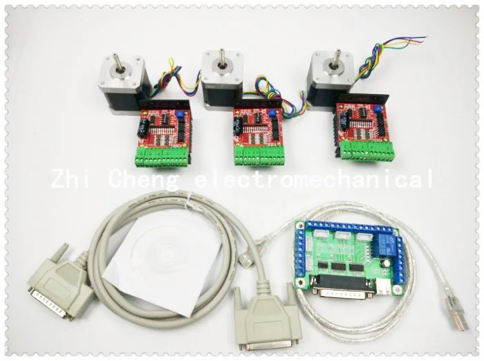 

CNC Router Kit 3 Axis, 3pcs TB6600 4.0A stepper motor driver +3pcs 42HS48 0.44NM motor+ 5 axis interface board