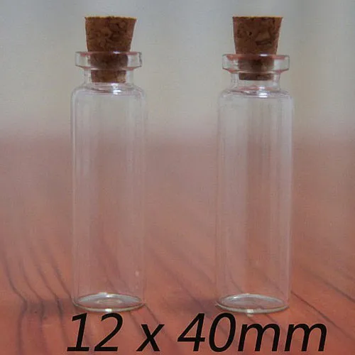 2.3ML Clear Glass Bottle with wood cork, cork sample vial,small glass vial More sizes are available 12*40*06MM