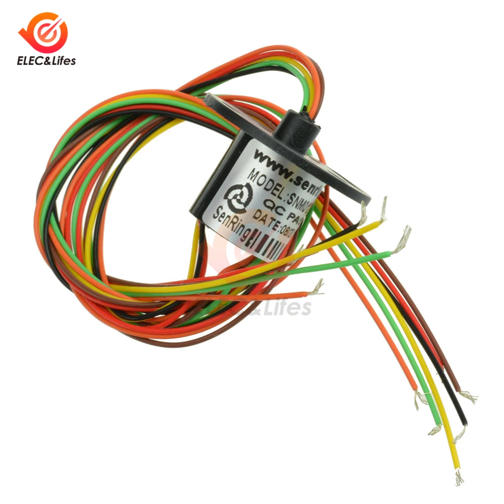 Dia 22mm 12.5mm 250RPM 300RPM 6 way 6 Wires Conductive Capsule Slip Ring CIRCUITSx2A AC 220V 240V For Monitor Robotic