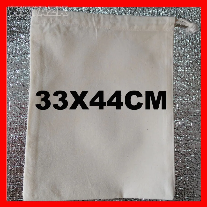 (100pcs/lot) QULIATY  size 33x44cm custom big drawstring cotton bag logo