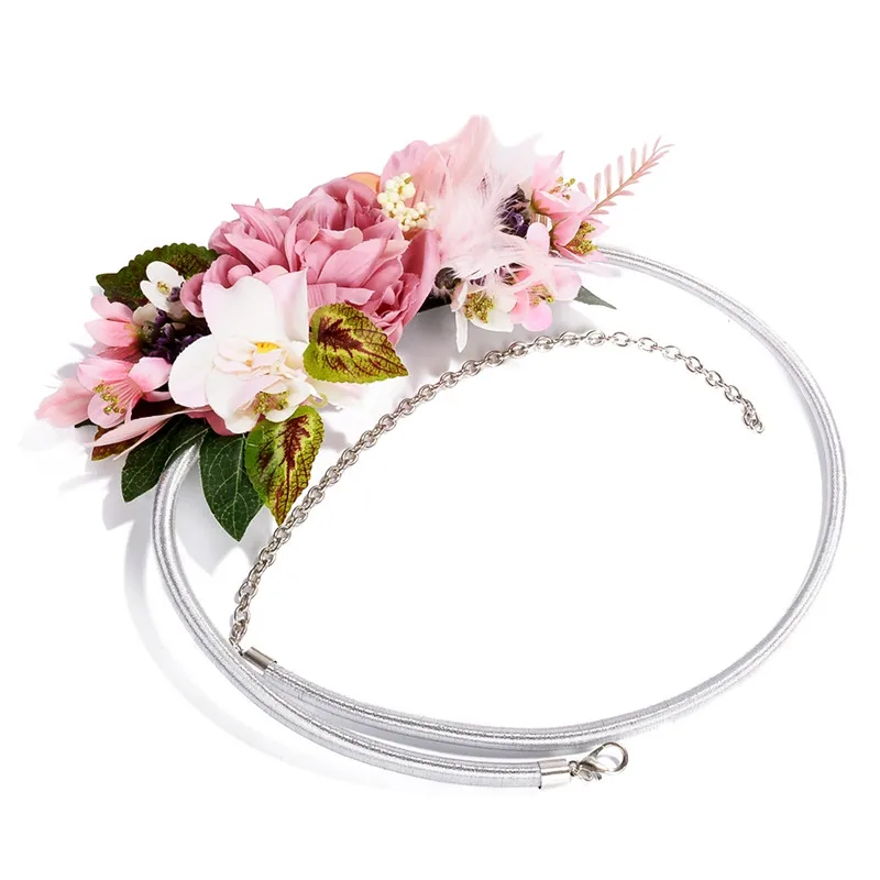 Delicate Floral Belts Vintage Flowers Waistband for Ladies Elegant Women\'s Fashion Gold/Silver Metal Chain