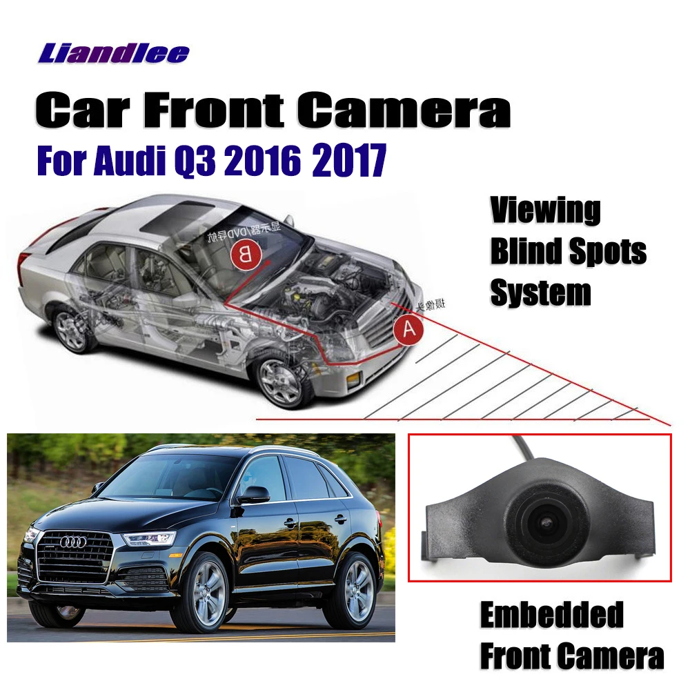 

Car Front View Camera For Audi Q3 2016 2017 Front CAM Full HD CCD Grill Embedded Cigarette Lighter Switch Accessories