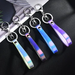 PVC  leather rope key chain glossy bright leather rope hanging buckle laser soft rubber lanyard cartoon doll accessories