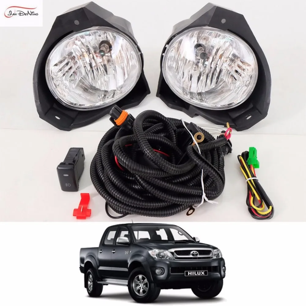 JanDeNing Car Fog Lights  For TOYOTA HILUX VIGO 2008-2010 Clear Front Fog Lamp Cover Trim Replace Assembly kit black (one Pair)