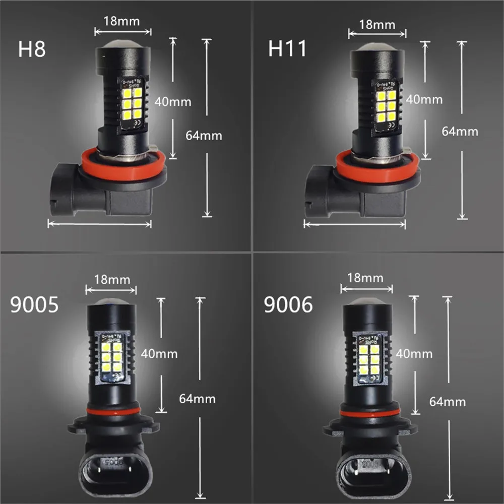 2pcs H11 H8 LED Bulbs HB3 9005 HB4 9006 LED 6000K 3000K Car Fog Lights 1200LM Auto Fog Running Lamp White Golden 12V 24V