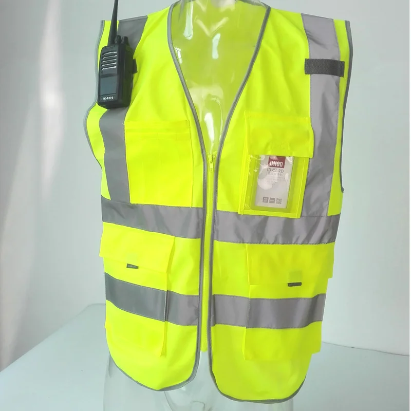 

Reflective Safety Vest High Visibility Warning Waistcoat Fluorescent Workwear With Zipper Pocket Motorcycle Jacket