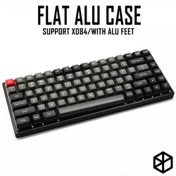 Anodized Aluminium flat case with metal feet for custom mechanical keyboard black siver grey colorway for xd84 75%