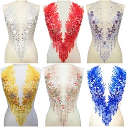 3D LAce Embroidered Party Home Furnishing Clothes Decor Beaded Sequins Rhinestones Appliques Patches Sew on Women Formal Dress