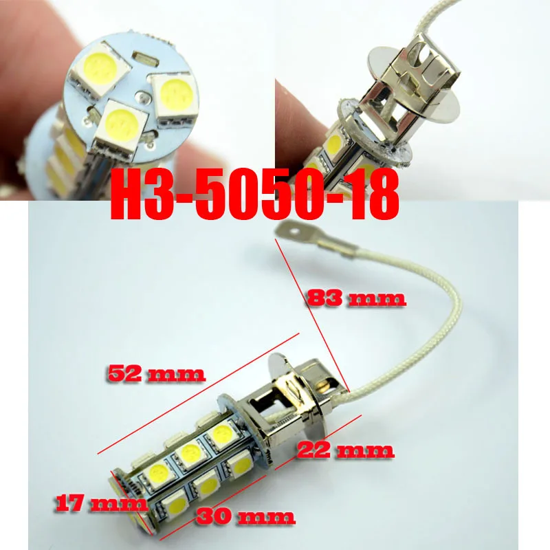 AutoEC 2 X H3 5050 led 18 SMD Car DRL Daytime Running Light Front Fog light  Driving led 12V white blue #LJ05