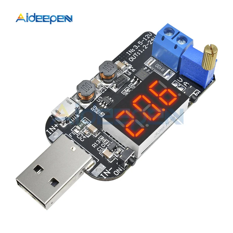 USB 5 فولت إلى 3.3 فولت 9 فولت 12 فولت 18 فولت 24 فولت قابل للتعديل باك دفعة الجهد المنظم التنحي تصعيد وحدة LED عرض 5 فولت إلى 1-24 فولت