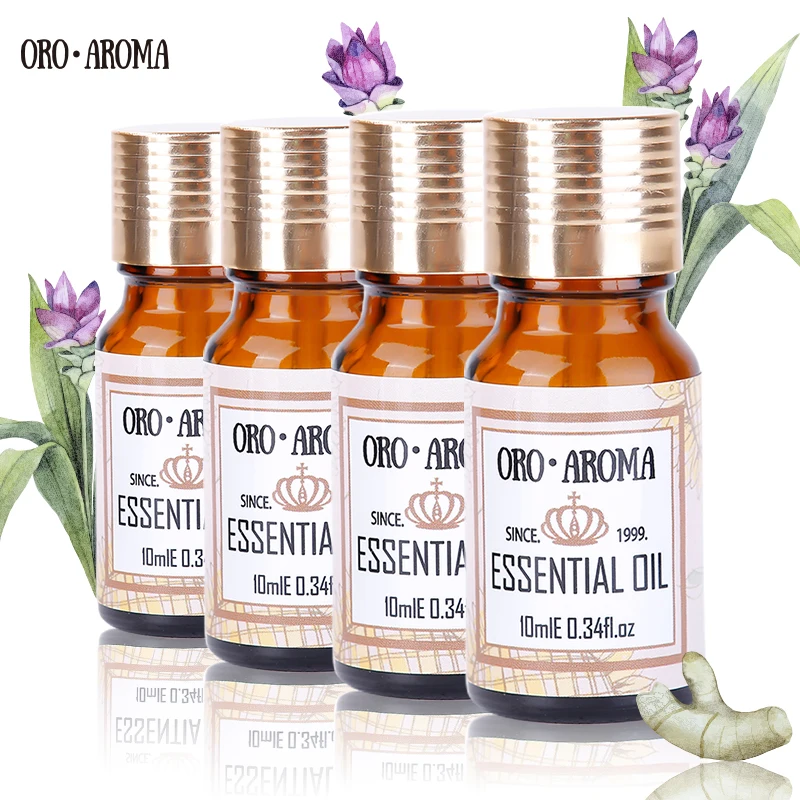 Oroaroma Cherry blossom Tea tree Lotus Lavender Oils Pack For Aromatherapy Massage Spa Bath 10ml*4