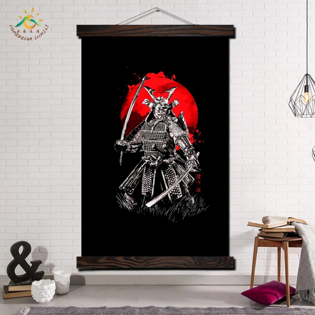 

Black Samurai Collection Modern Wall Art Print Art Posters and Prints Scroll Canvas Painting Wall Pictures for Living Room